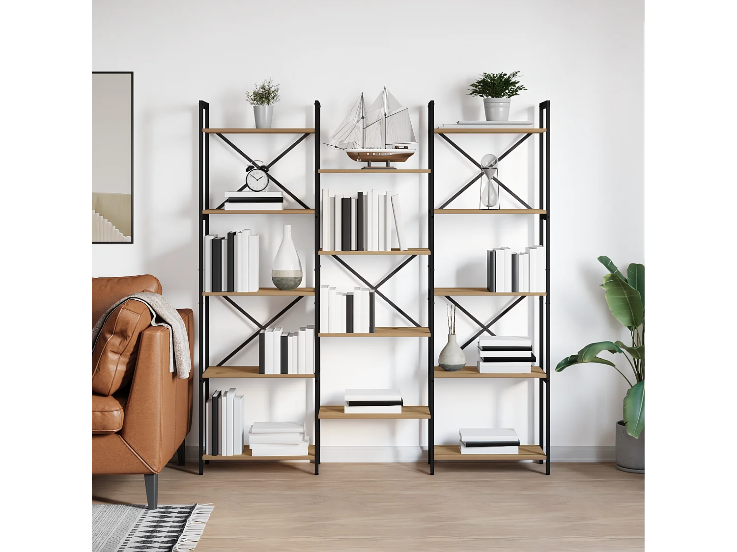 Étagère chêne artisanal 156 x 25 x 167.5 cm Bois d'ingénierie