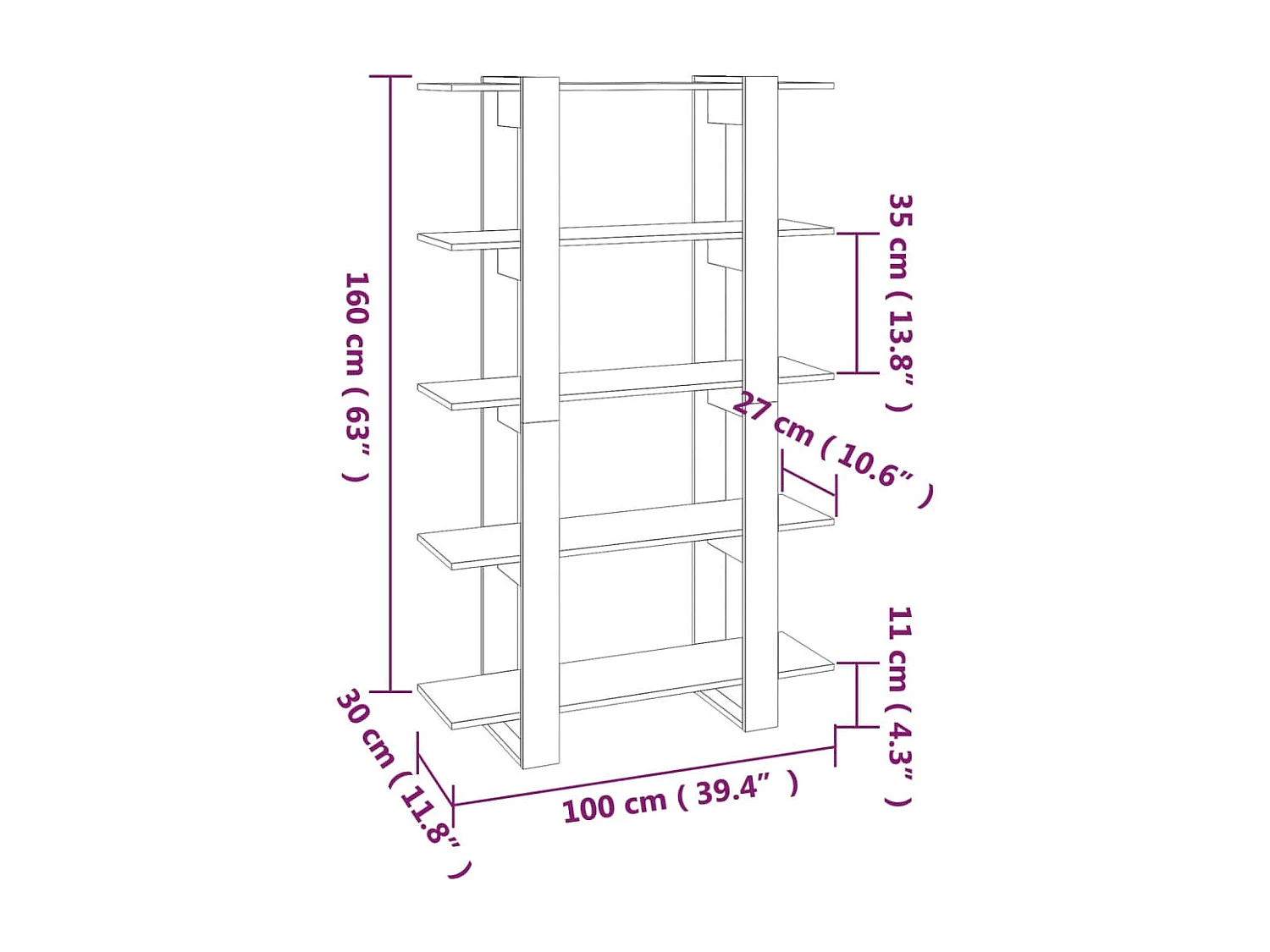 Bibliothèque/Séparateur de pièce Sonoma gris 100x30x160 cm