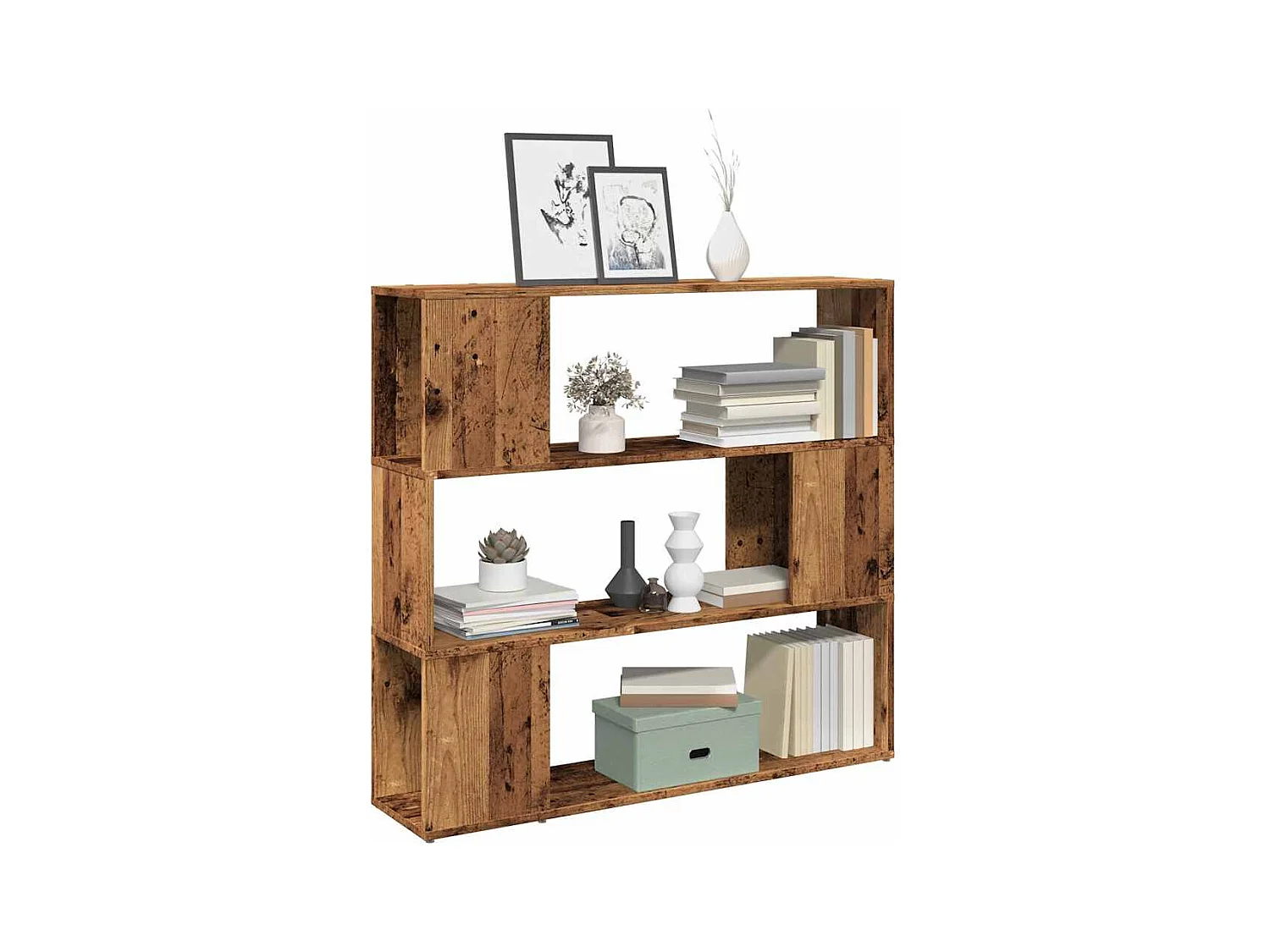 Boekenkast/kamerverdeler oud hout 100x24x94 cm