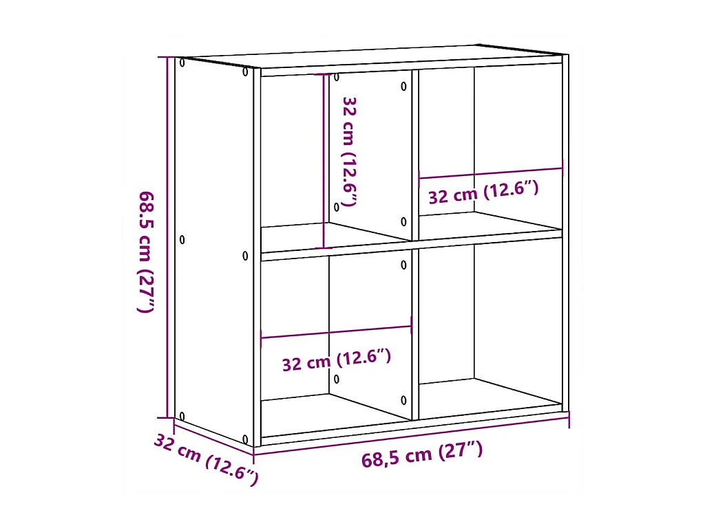 Librería de roble negro 68,5x32x68,5 cm Madera de ingeniería
