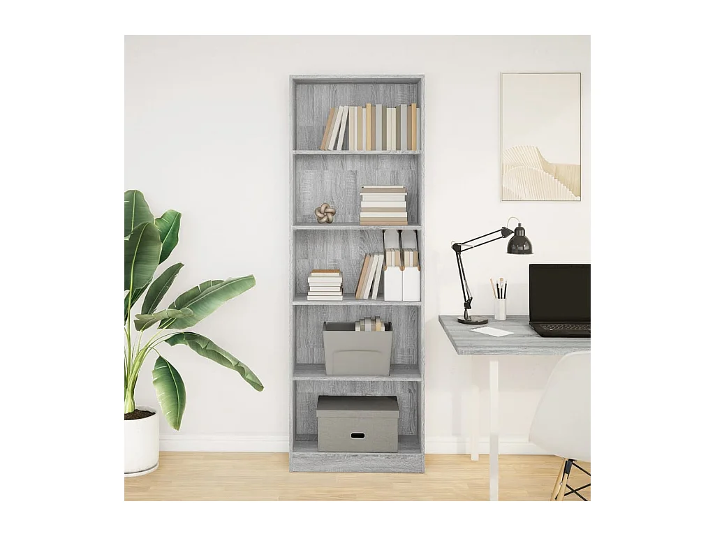 Sonoma grijze boekenkast 60x24x176 cm bewerkt hout