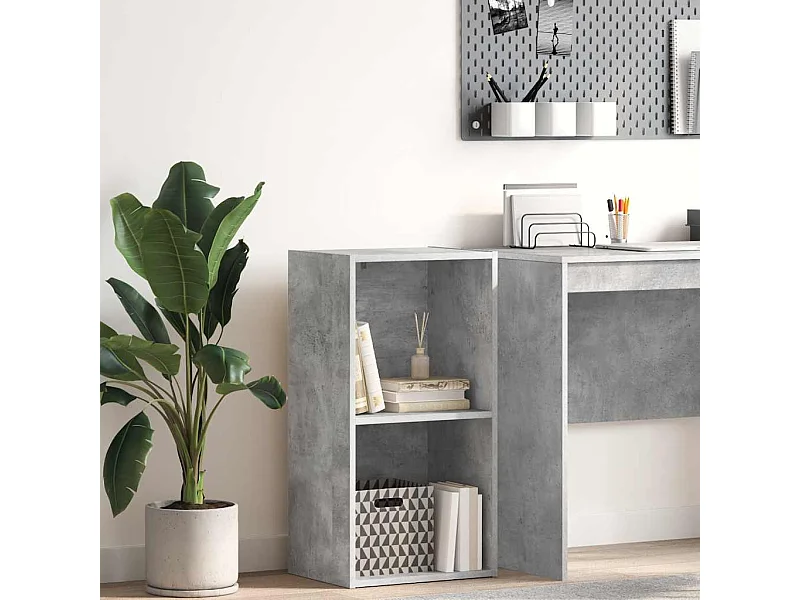 Libreria in legno ingegnerizzato grigio cemento a 2 livelli