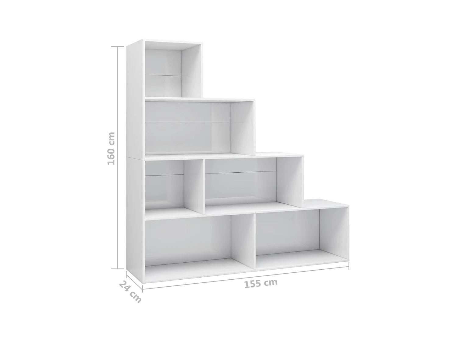 Libreria/divisorio per ambienti in legno ingegnerizzato bianco lucido