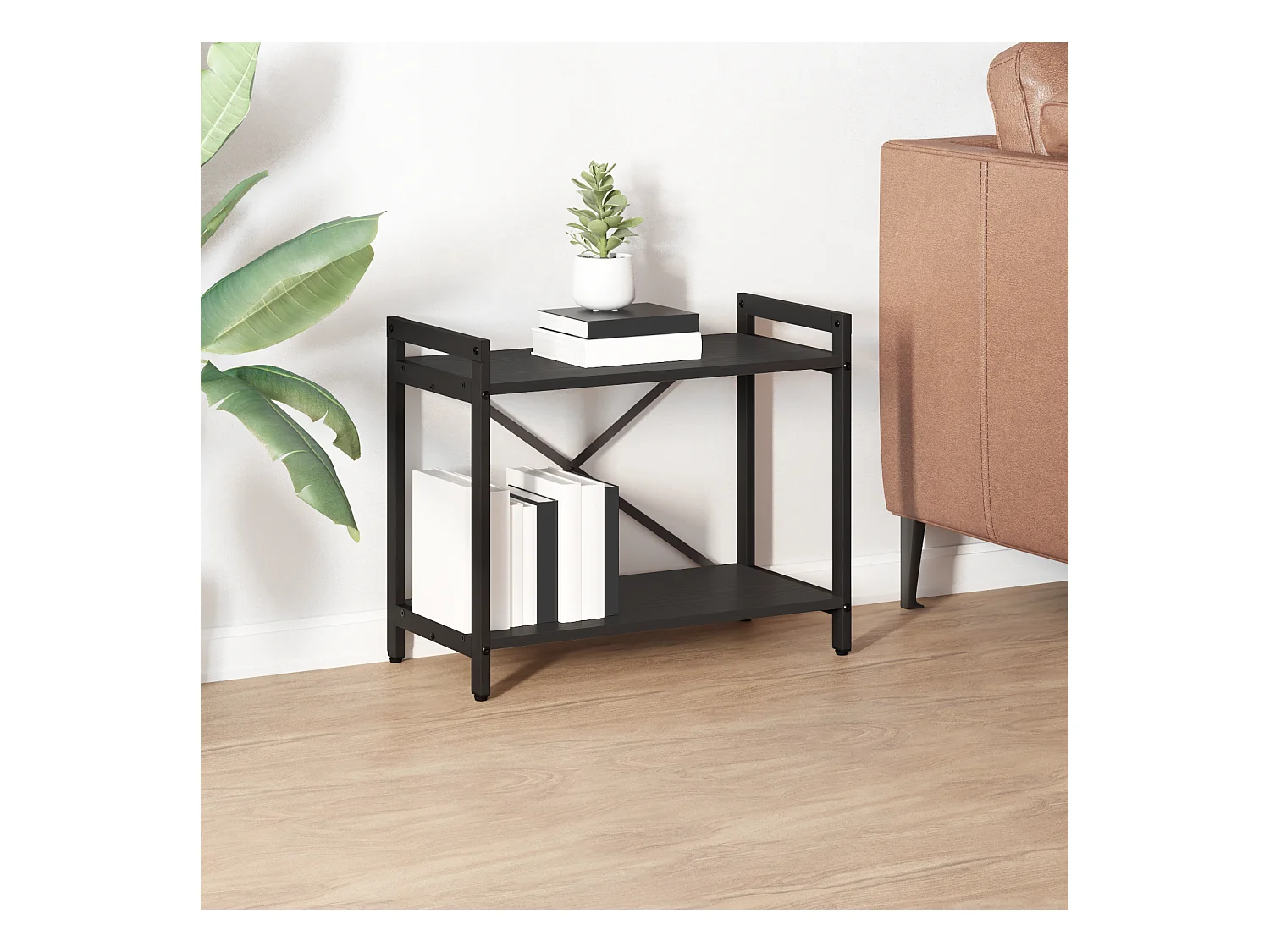 Librería de roble negro 60 x 30 x 48,5 cm Madera de ingeniería