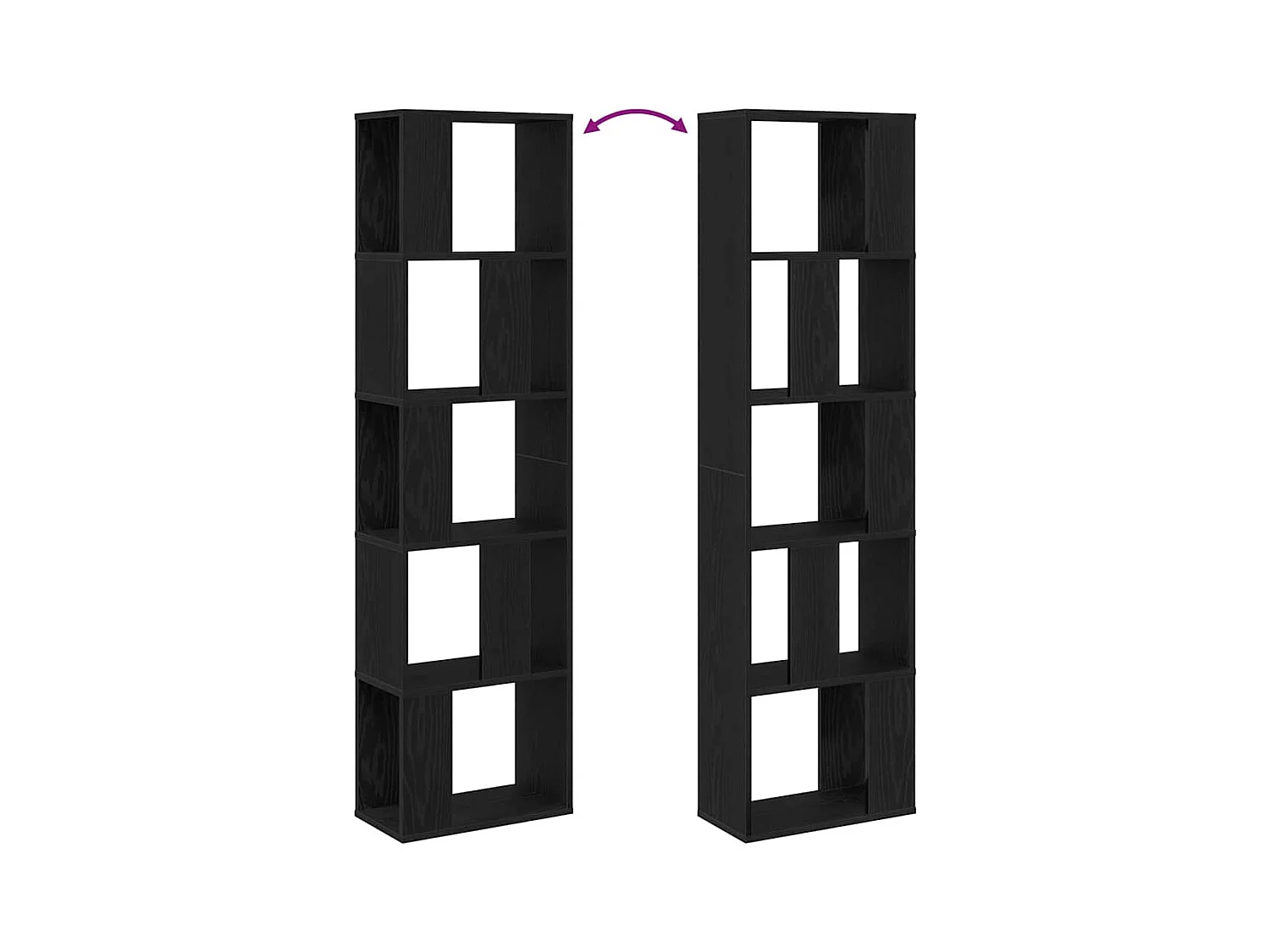 Bibliothèque 5 niveaux Chêne noir 45x23,5x162,5 cm Bois d'ingénierie