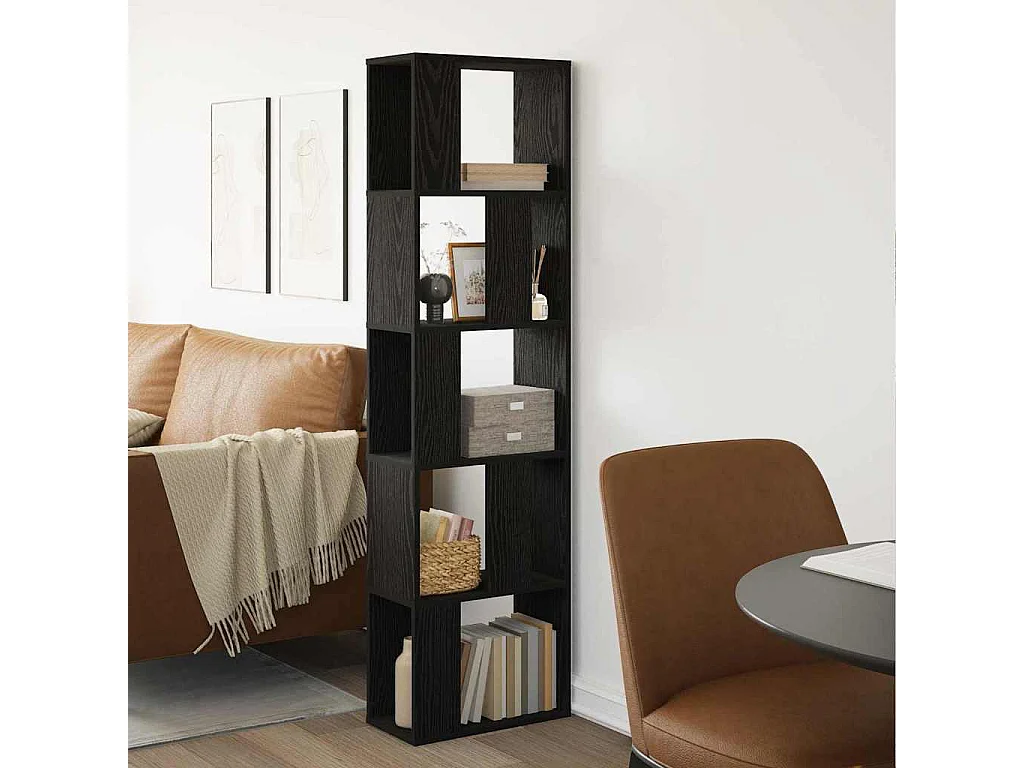 Bibliothèque 5 niveaux Chêne noir 45x23,5x162,5 cm Bois d'ingénierie