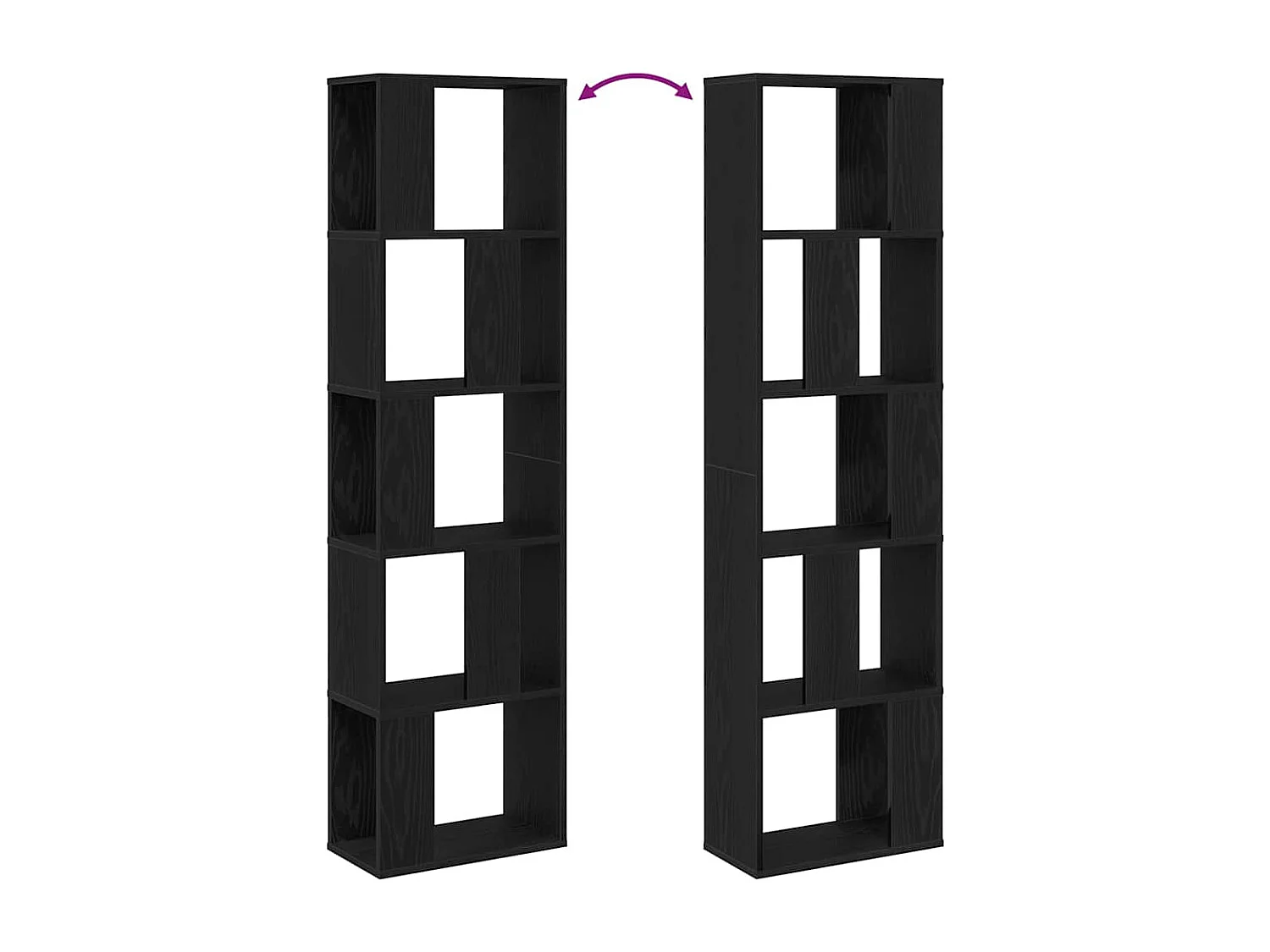 Bibliothèque 5 niveaux Chêne noir 45x23,5x162,5 cm Bois d'ingénierie