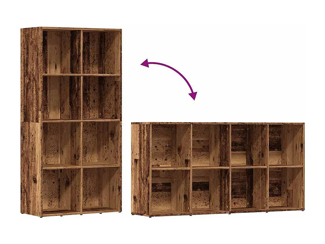 Bibliothèque vieux bois 66x30x130 cm bois d'ingénierie