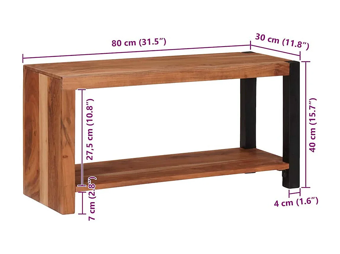 Bibliothèque 80 x 30 x 110 cm Bois d'Acacia Massif