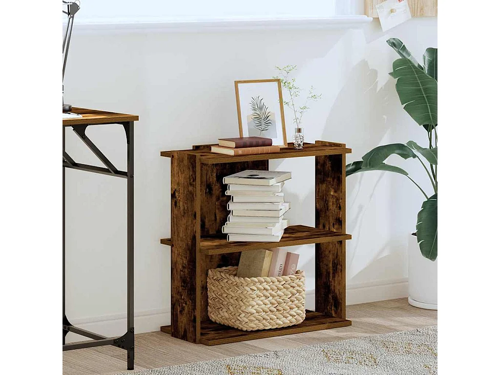 Bibliothèque 3 niveaux chêne fumé 60x30x60 cm bois d'ingénierie