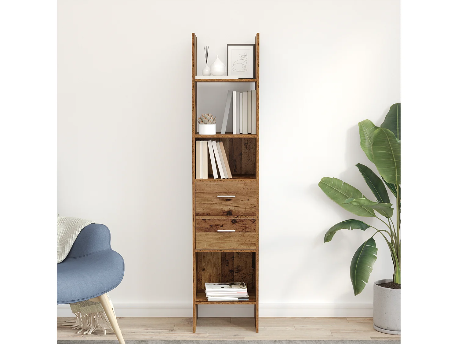 Bibliothèque Bois ancien 40 x 35 x 180 cm Bois d'ingénierie