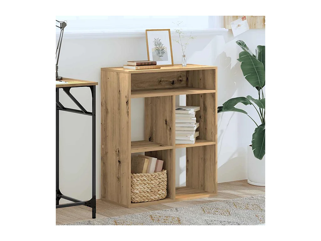 Bibliothèque chêne artisanal 66x31x80 cm bois d'ingénierie