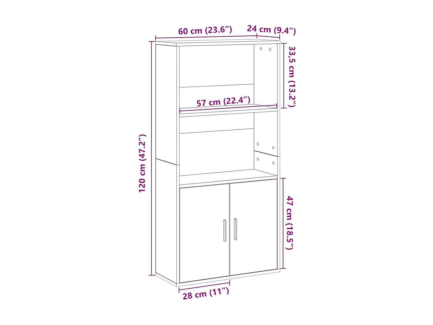 Bibliothèque chêne marron 60x24x120 cm bois d'ingénierie