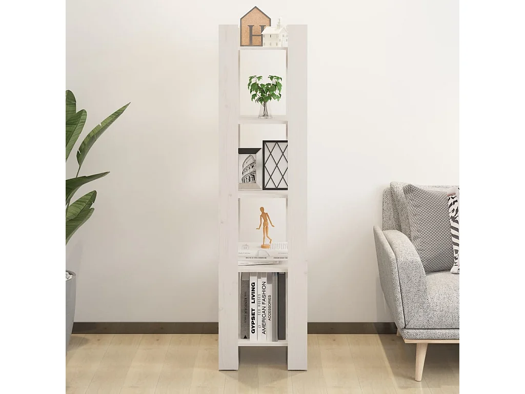 Bibliothèque/Séparateur de pièce Blanc 41x35x160 cm Pin massif