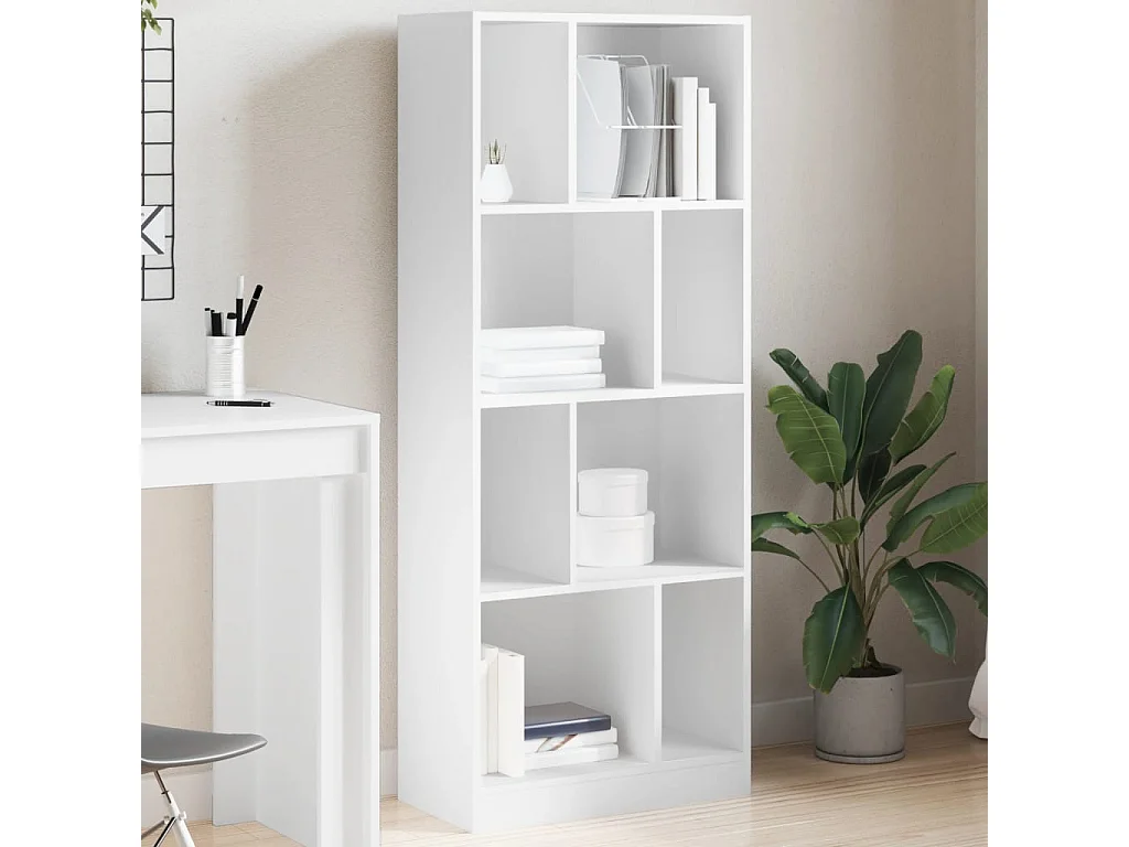 Weißes Bücherregal 57x28,5x141 cm Holzwerkstoff