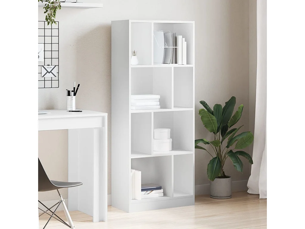 Weißes Bücherregal 57x28,5x141 cm Holzwerkstoff