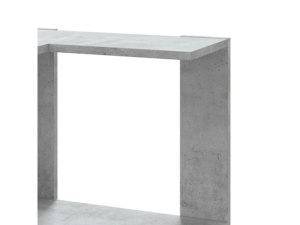 Betongrijze 5-laags hoekboekenkast van bewerkt hout