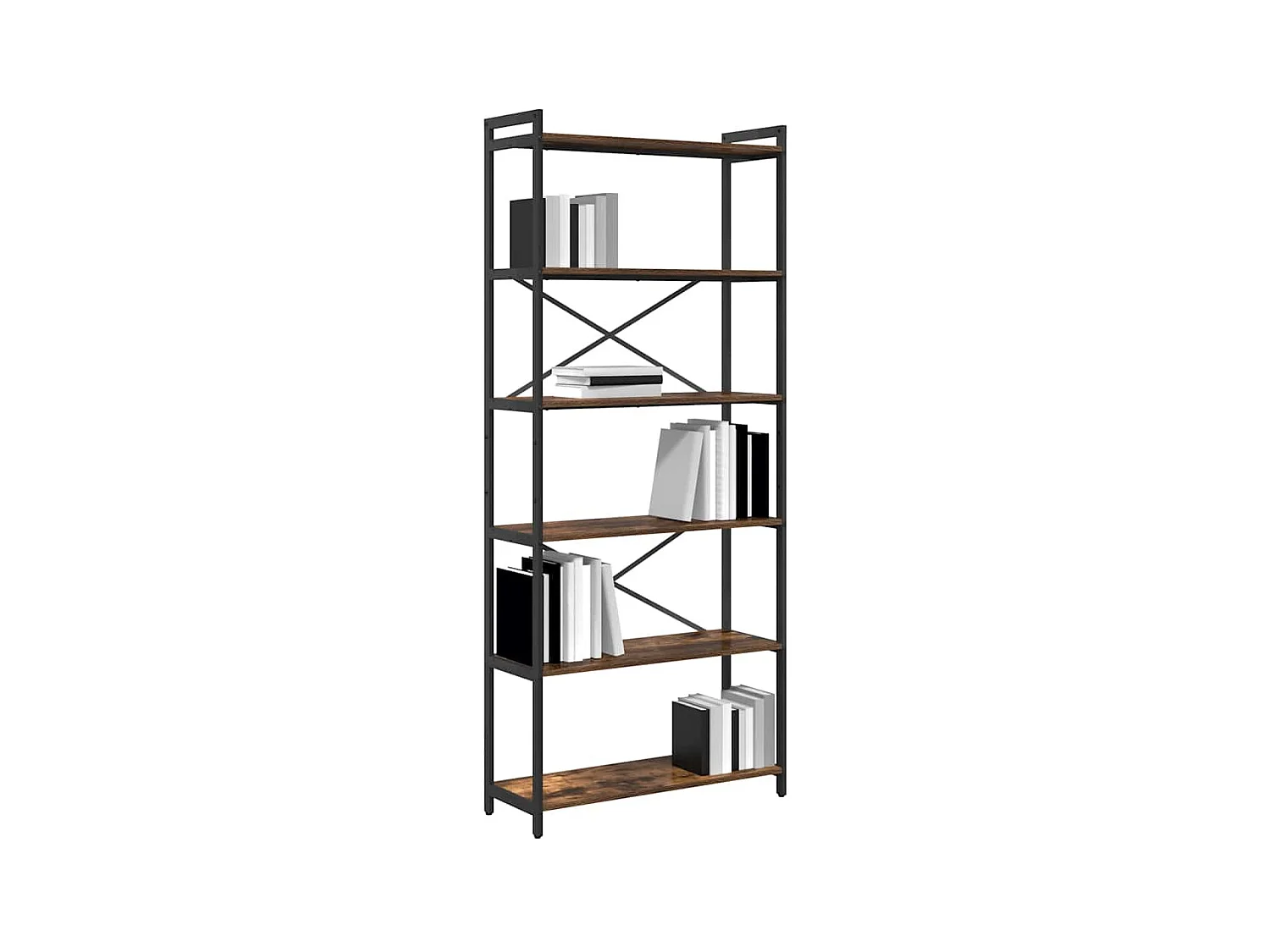 Bibliothèque Chêne fumé 80 x 30 x 188 cm Bois et Acier