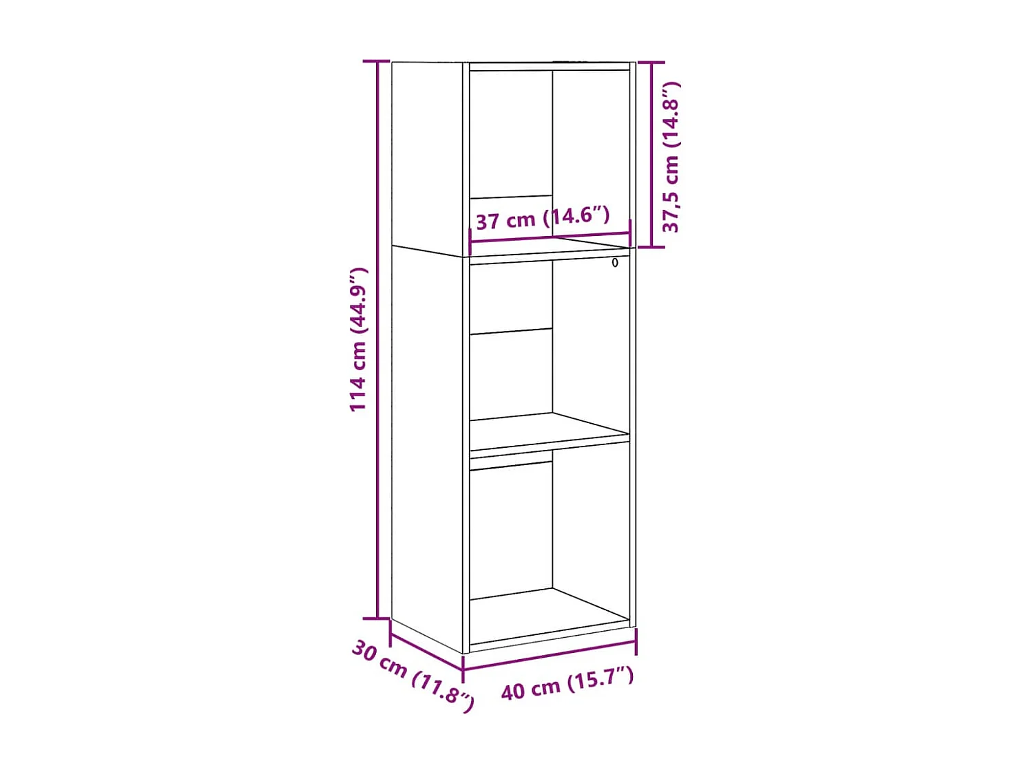 Librería de hormigón gris 40x30x114 cm madera de ingeniería