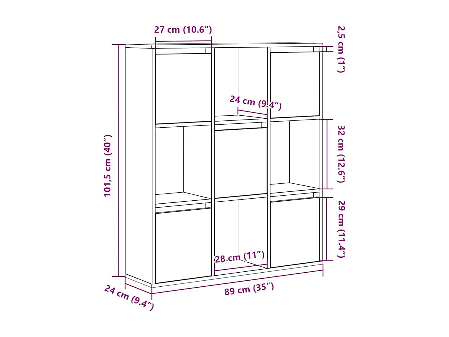 Bibliothèque blanc 89x24x101,5 cm bois d'ingénierie