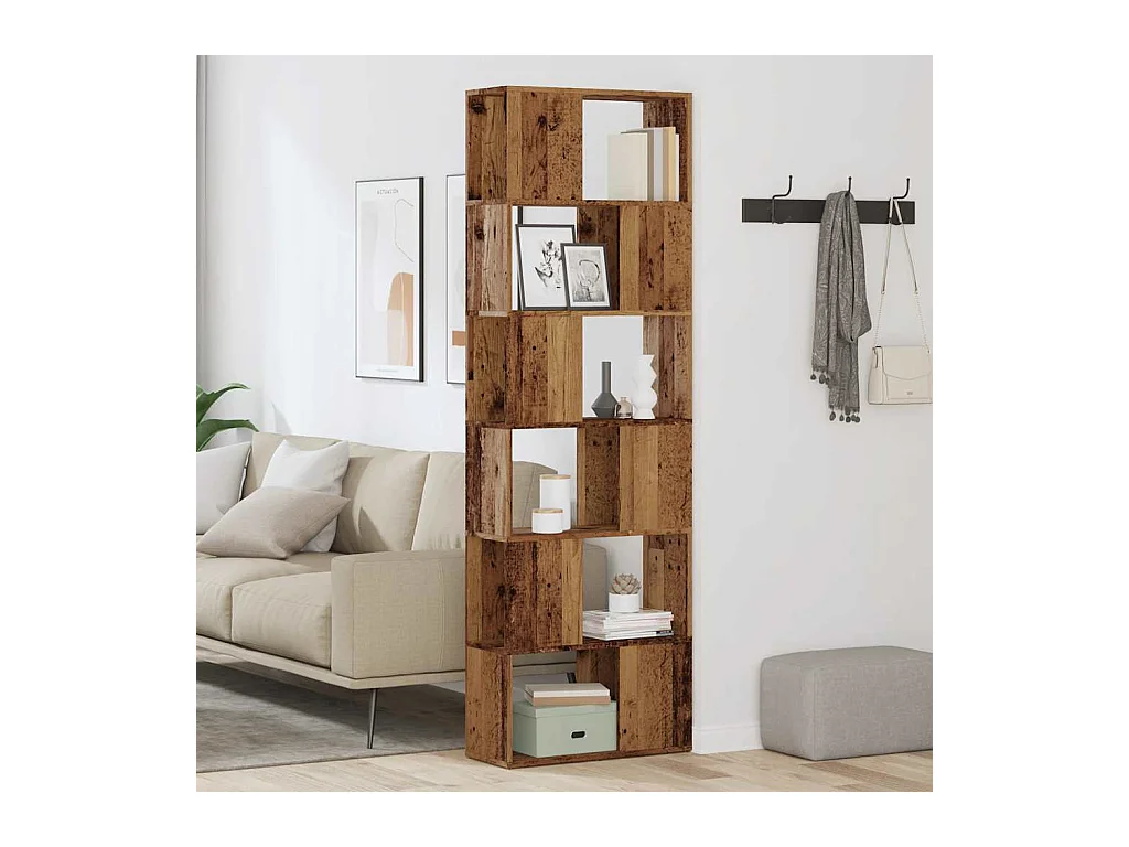 Bibliothèque/Séparateur de pièce vieux bois 60x24x186 cm