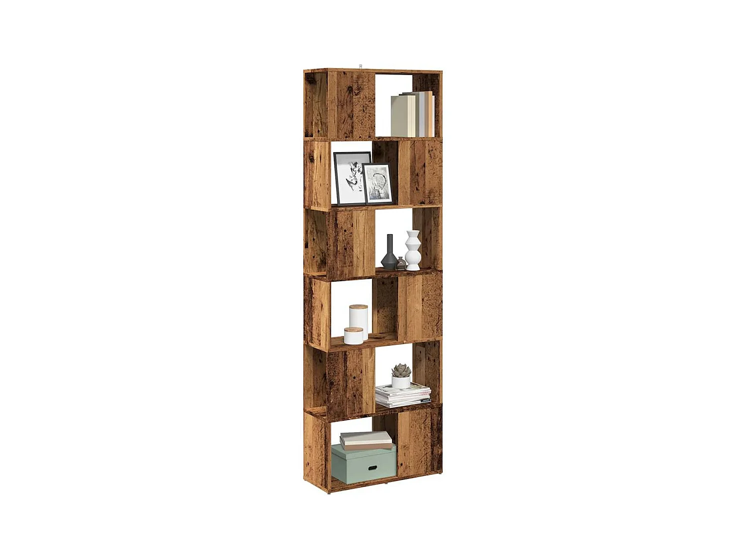 Bibliothèque/Séparateur de pièce vieux bois 60x24x186 cm