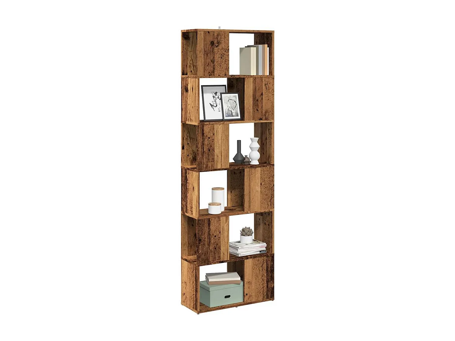 Bibliothèque/Séparateur de pièce vieux bois 60x24x186 cm