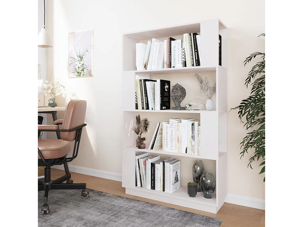 Bibliothèque/Séparateur de pièce Blanc 80x25x132 cm Pin massif
