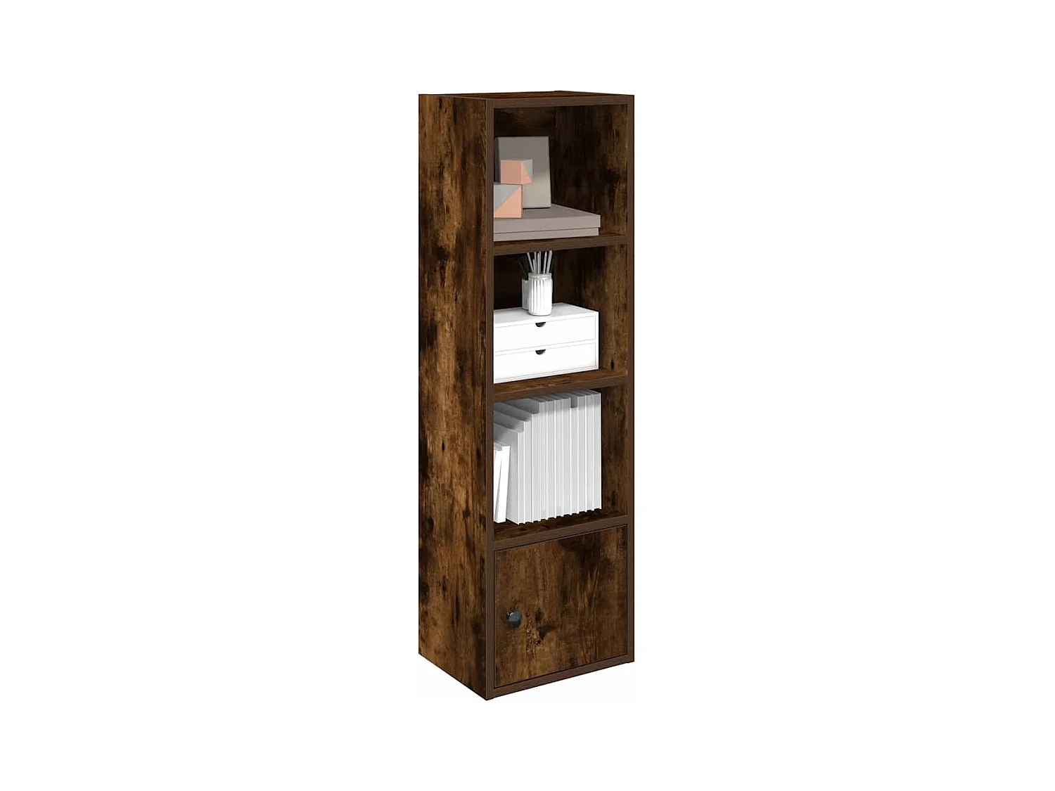 Gerookte eikenhouten boekenkast 31x24x102 cm bewerkt hout