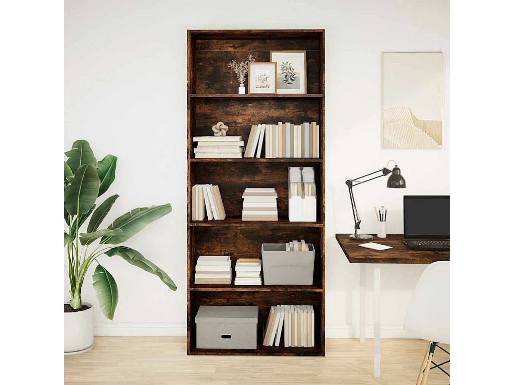 Libreria in rovere affumicato 80x30x189 cm in legno ingegnerizzato