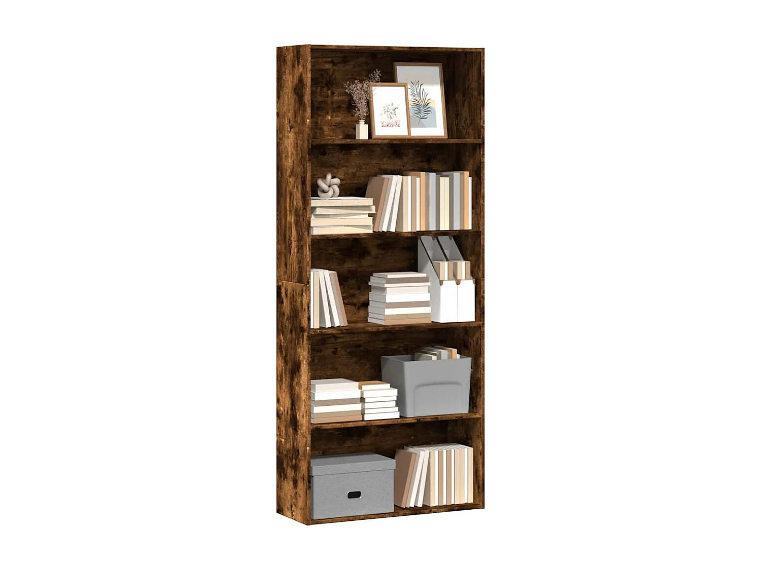 Libreria in rovere affumicato 80x30x189 cm in legno ingegnerizzato