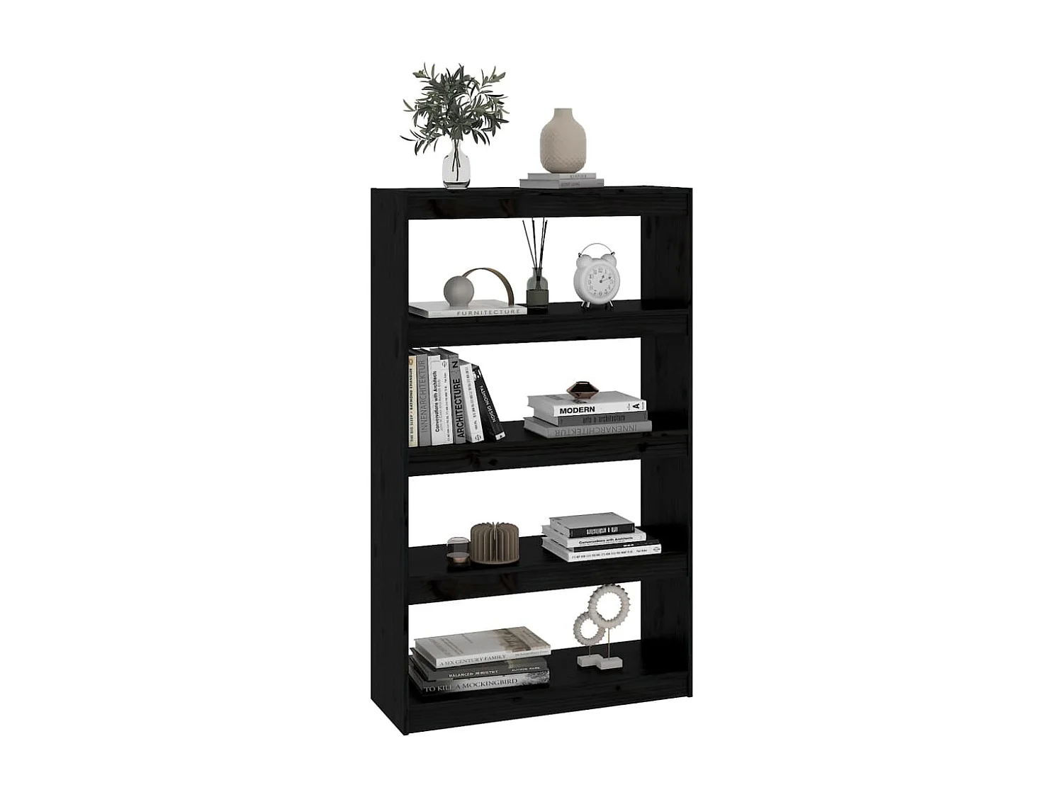 Bibliothèque/Séparateur de pièce Noir 80x30x135,5 cm Pin massif
