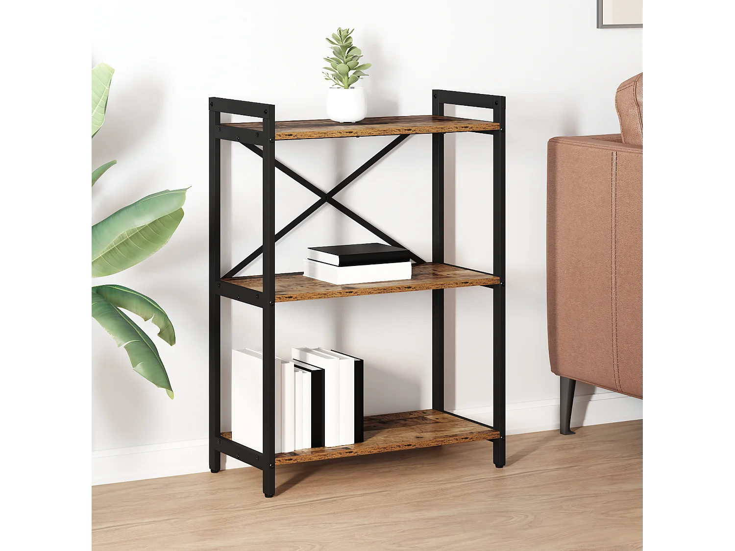 Boekenkast Antiek hout 60 x 30 x 83 cm Bewerkt hout