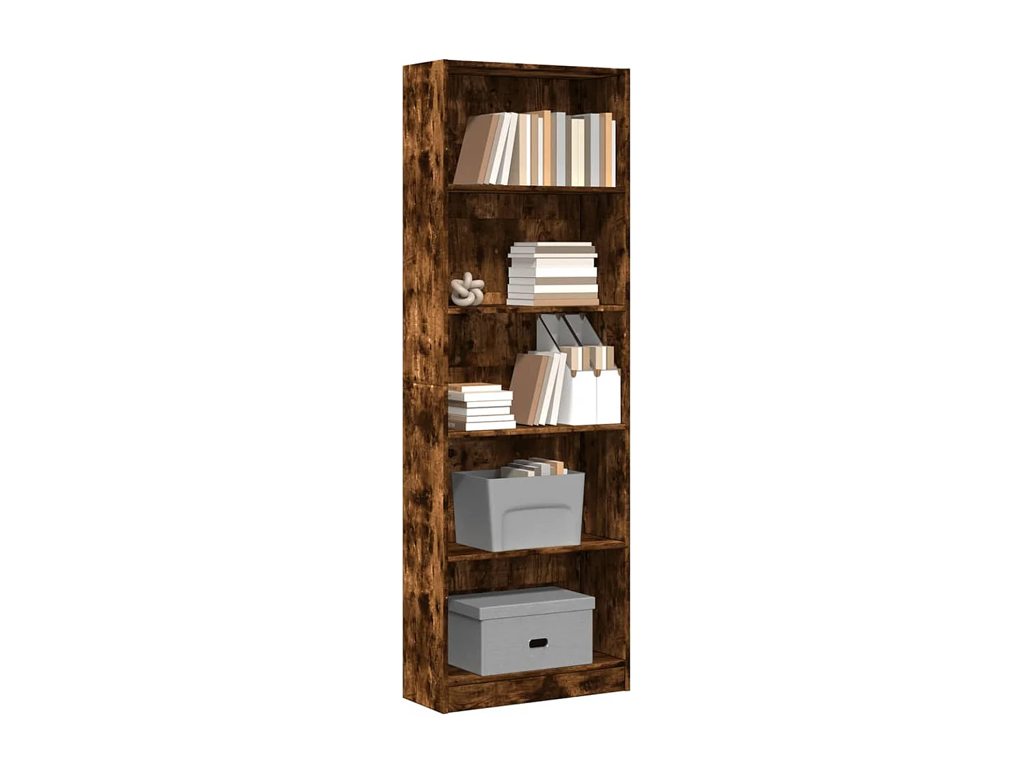 Bibliothèque chêne fumé 60x24x176 cm bois d'ingénierie