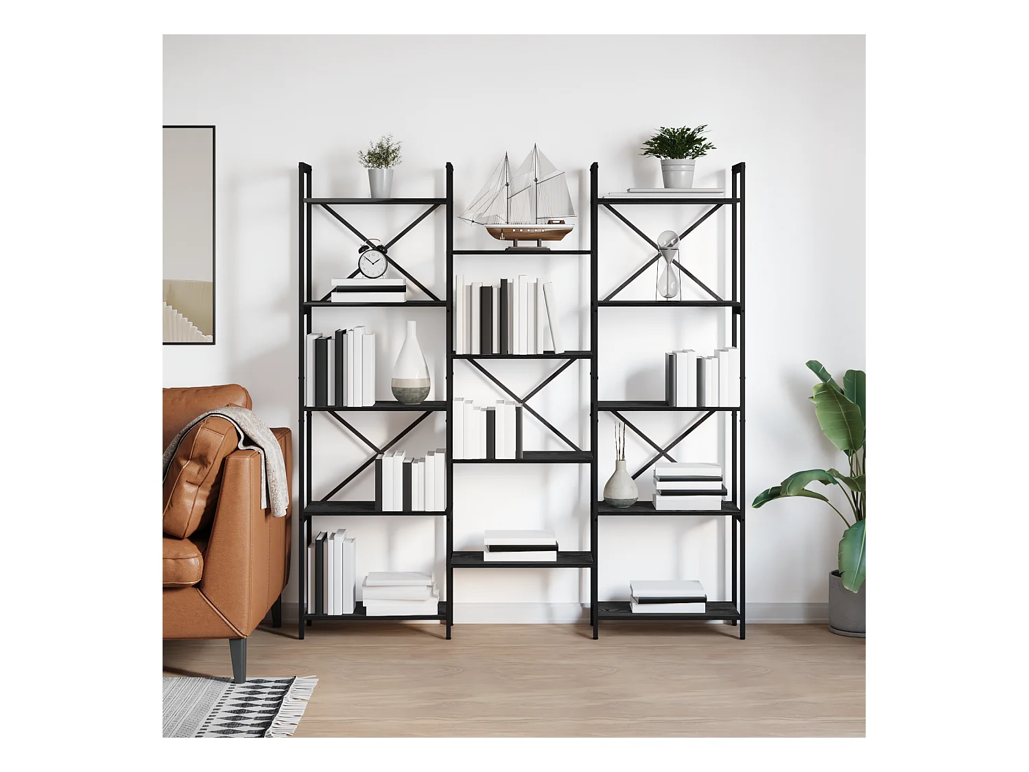 Étagère Chêne noir 156 x 25 x 167.5 cm Bois d'ingénierie