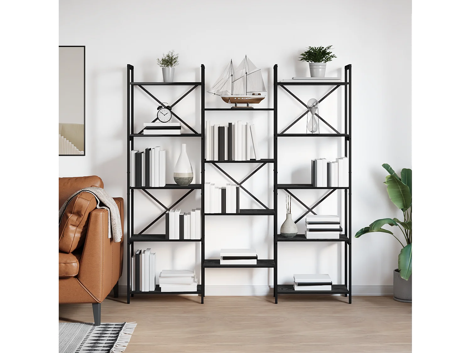 Étagère Chêne noir 156 x 25 x 167.5 cm Bois d'ingénierie