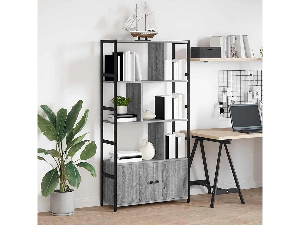 Étagère Sonoma gris 80 x 30 x 155.5 cm Bois d'ingénierie