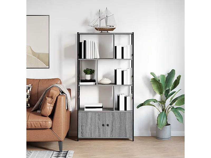 Étagère Sonoma gris 80 x 30 x 155.5 cm Bois d'ingénierie