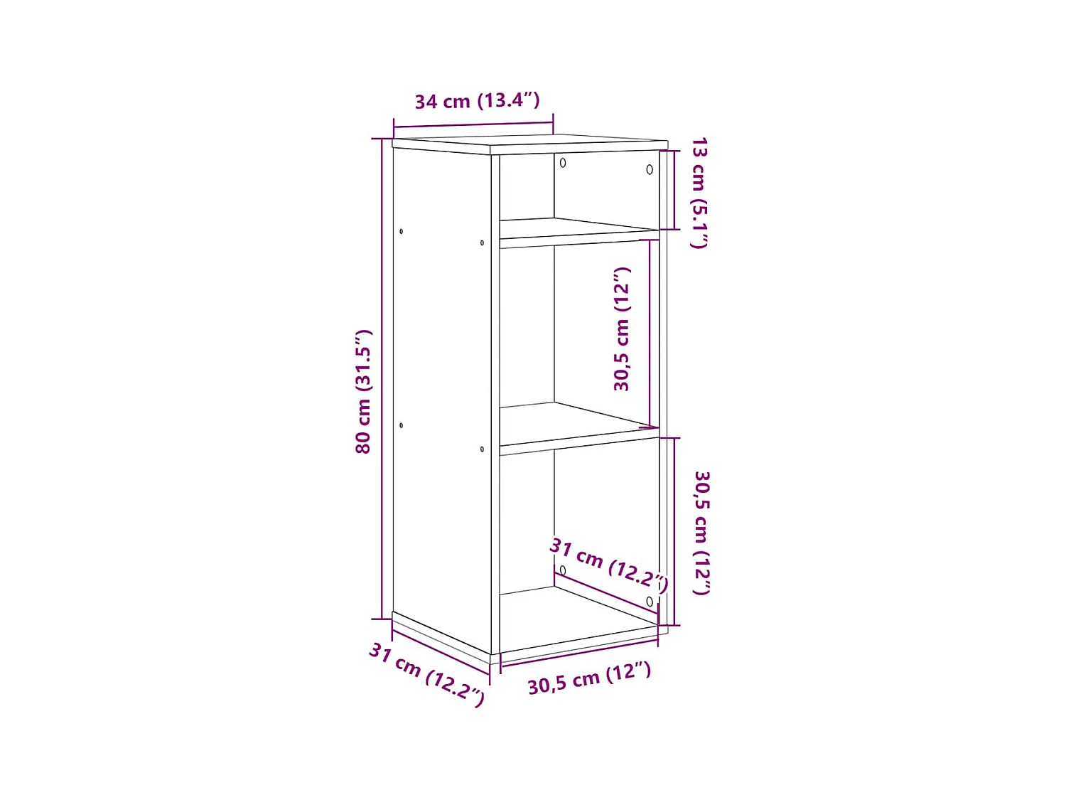 Bibliothèque noir 34x31x80 cm bois d'ingénierie