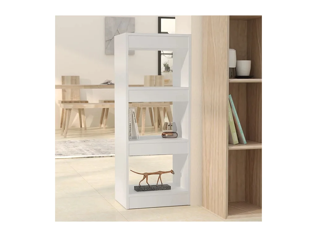 Bibliothèque/séparateur de pièce blanc bois d'ingénierie