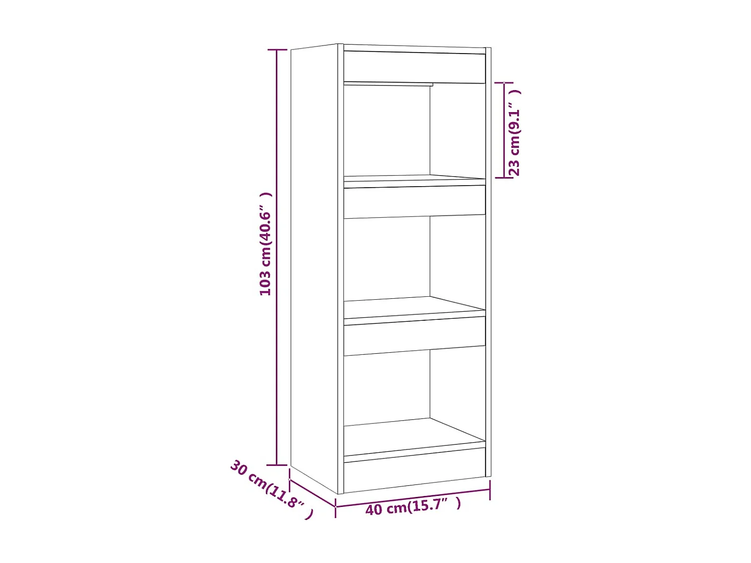 Bibliothèque/séparateur de pièce blanc bois d'ingénierie