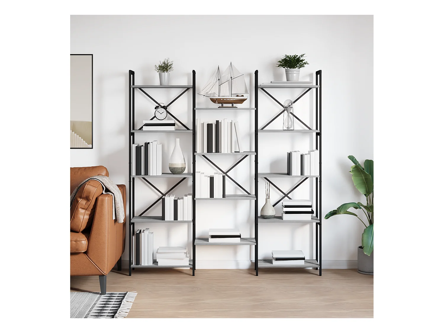 Étagère Sonoma gris 156 x 25 x 167.5 cm Bois d'ingénierie