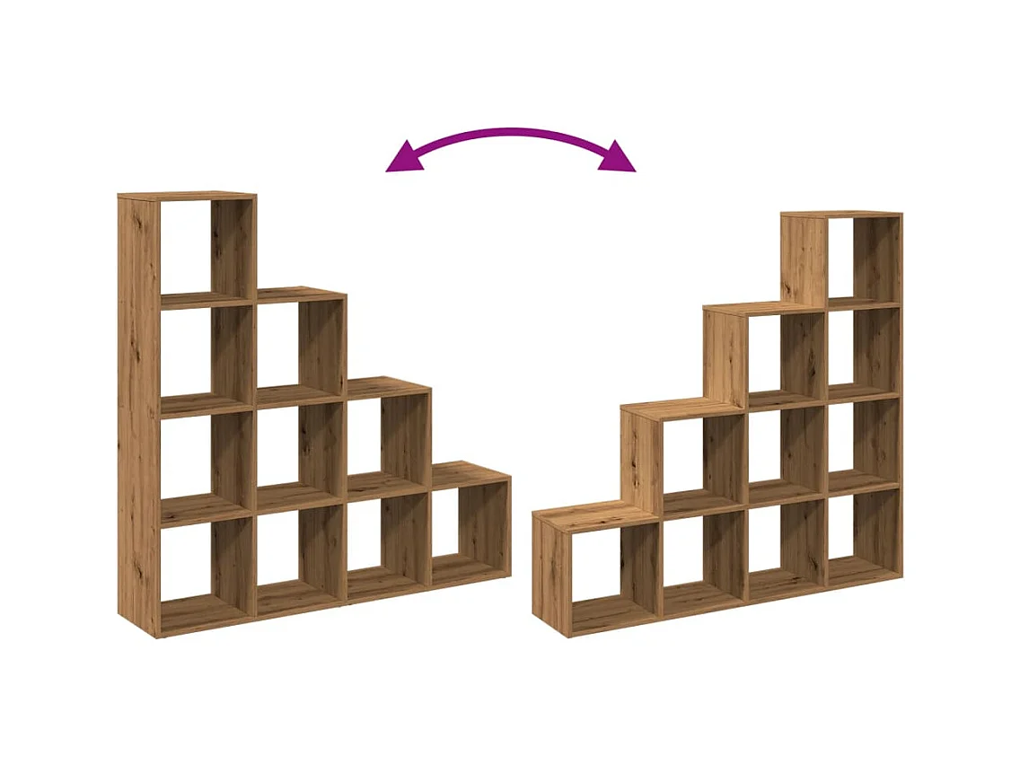 Étagère séparatrice de pièce à 4 niveaux chêne artisanal