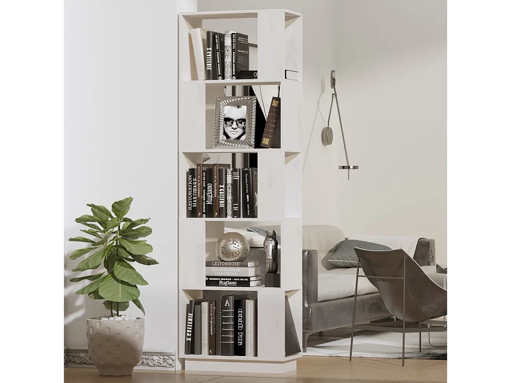 Bibliothèque/Séparateur de pièce Blanc 51x25x163,5cm Pin solide