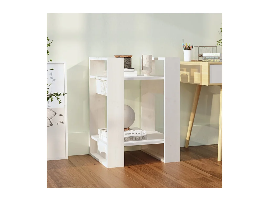 Bibliothèque/Séparateur de pièce Blanc 41x35x57 cm Pin massif