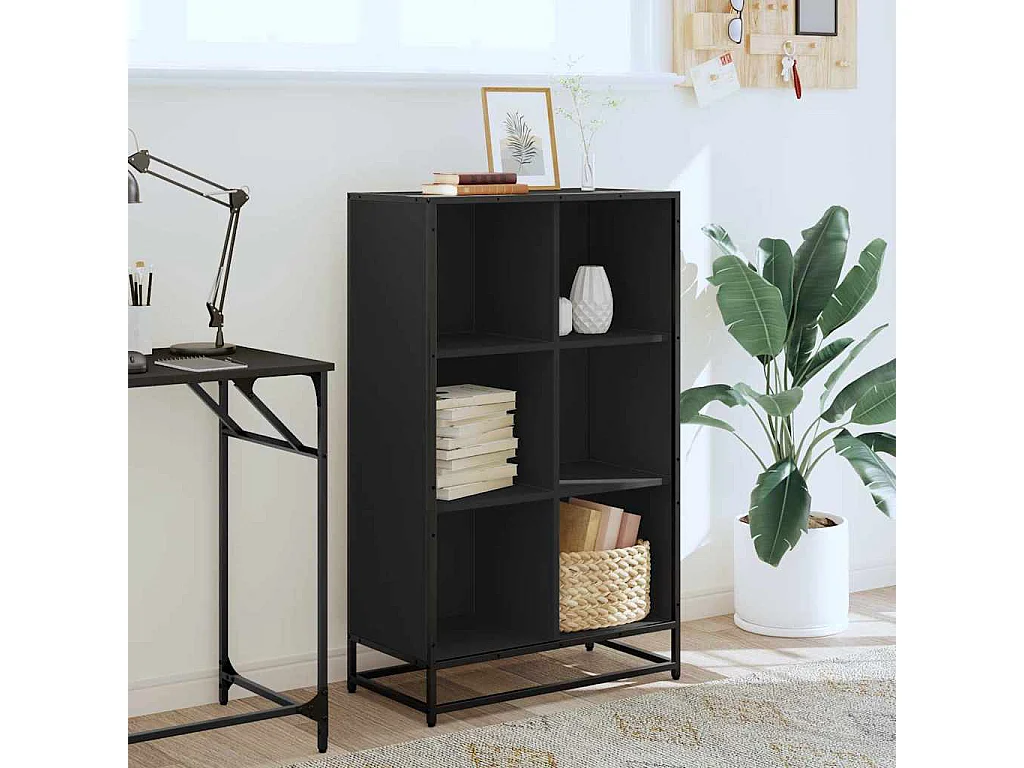 Bibliothèque noir 65,5x33x107,5 cm bois d'ingénierie