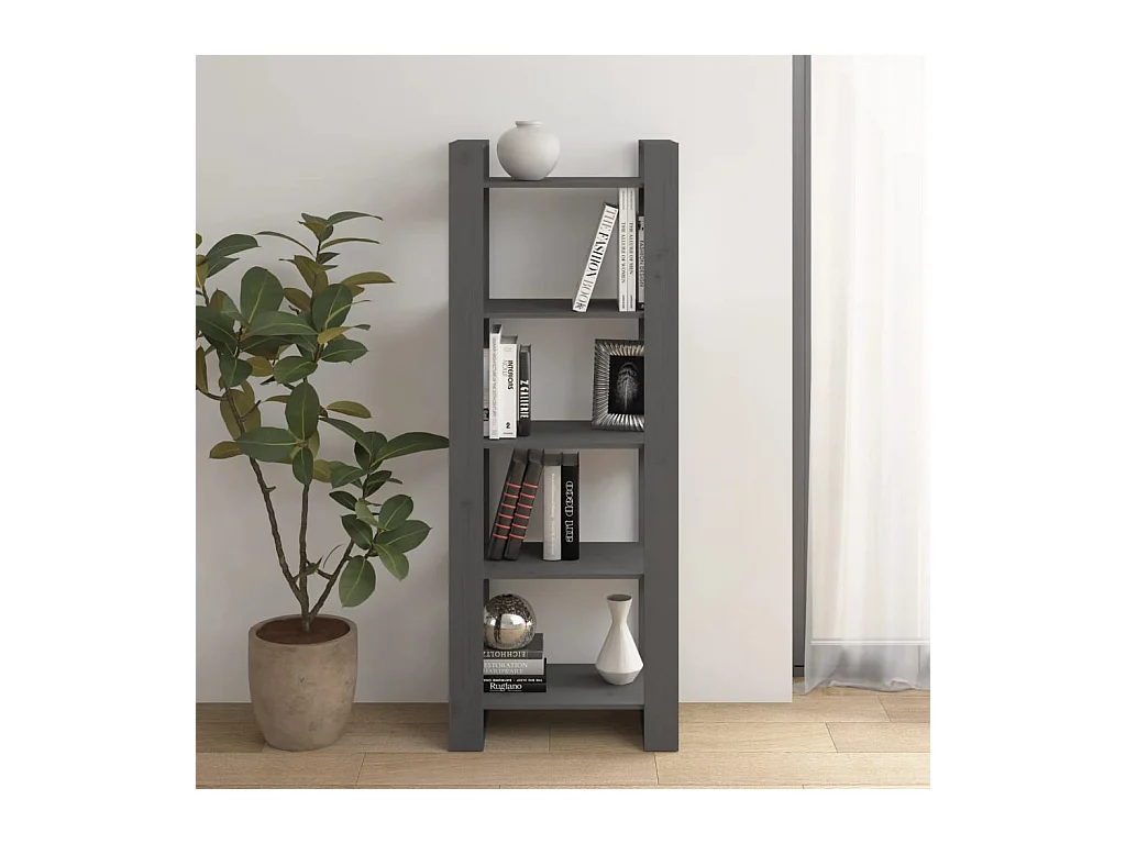 Bibliothèque/Séparateur de pièce Gris 60x35x160 cm Bois massif