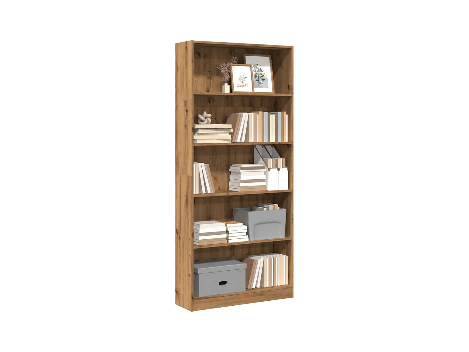 Librería artesanal de roble 80x24x176 cm madera de ingeniería