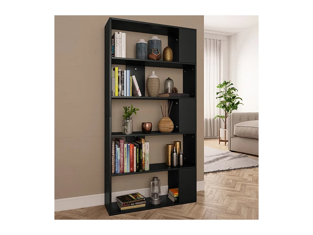 Bibliothèque/Séparateur de pièce Noir Bois d’ingénierie