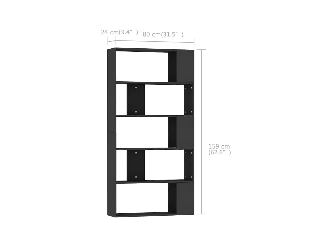 Bibliothèque/Séparateur de pièce Noir Bois d’ingénierie